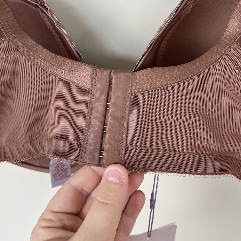 Savage X Fenty Brown Sparkle Lace Trim Lightly Lined Adjustable Bra Size 42DD - Picture 6 of 7